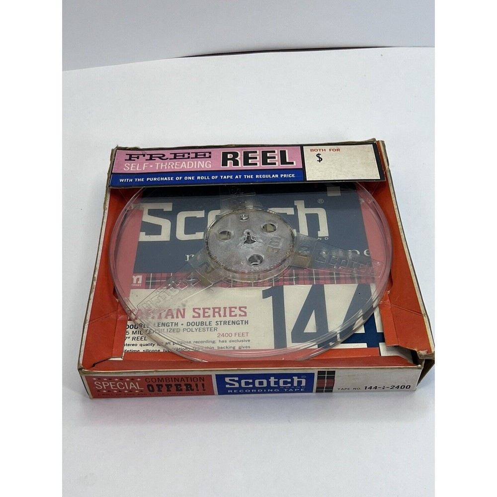 RARE  7'' Scotch 144 1/4 2400 Recording Tape w/ Self Threading  Empty Reel NOS